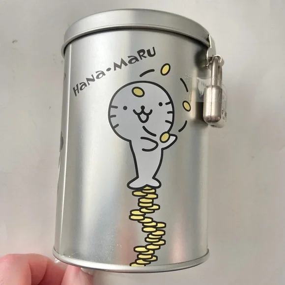 🎉DELETING TODAY Vintage Sanrio Coin Bank Silver Tin Lock Bad Badtz-Maru Hana-Mar - Picture 2 of 7